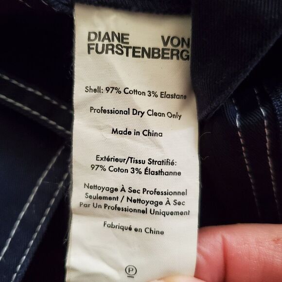 Diane Von Furstenberg DVF Kimberly Wide Leg Contrast Stitch Pants Blue size 14 - Picture 9 of 15